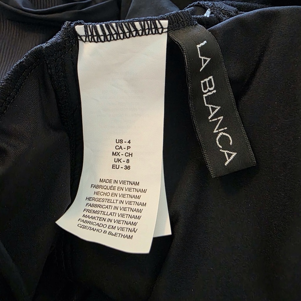 La Blanca One Piece Swimsuit Black Island Goddess Convertible High Neck Size 4 - Picture 9 of 11
